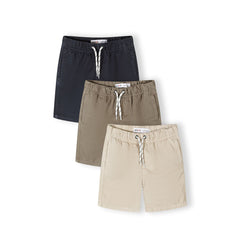 Boys' shorts 3-pack in navy, taupe and cream