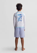 Boys 2-pack rash vest set white and ombre blue ages 3 to 14