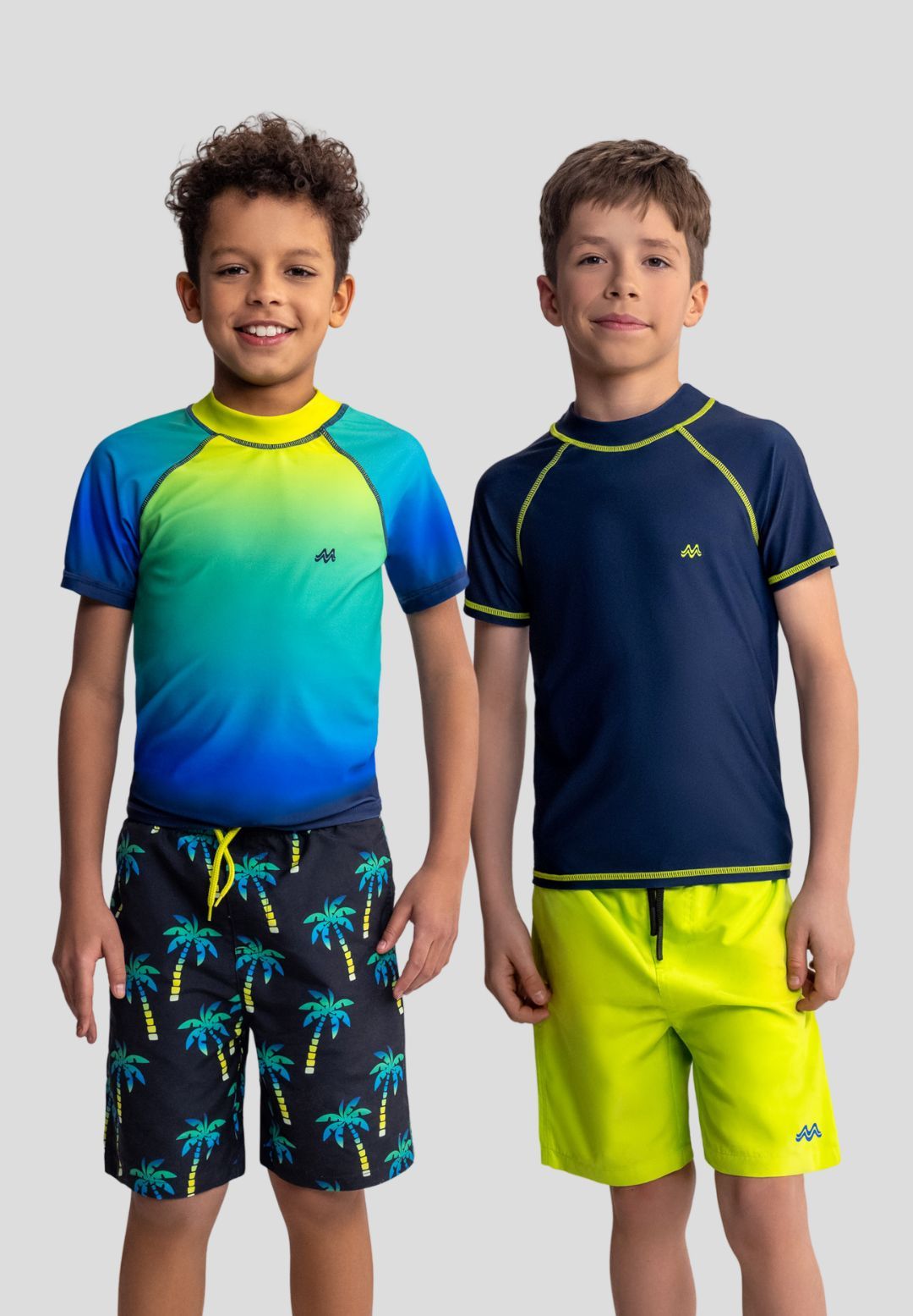 Rash Guard Swim Tops 2-Pack, Blue Ombre & Navy - 1
