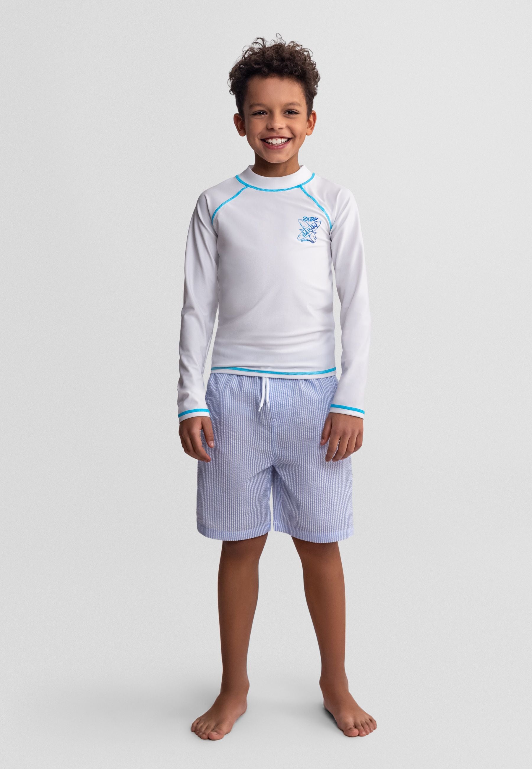Swim Shorts 2-Pack, Striped, Blue Green - 1