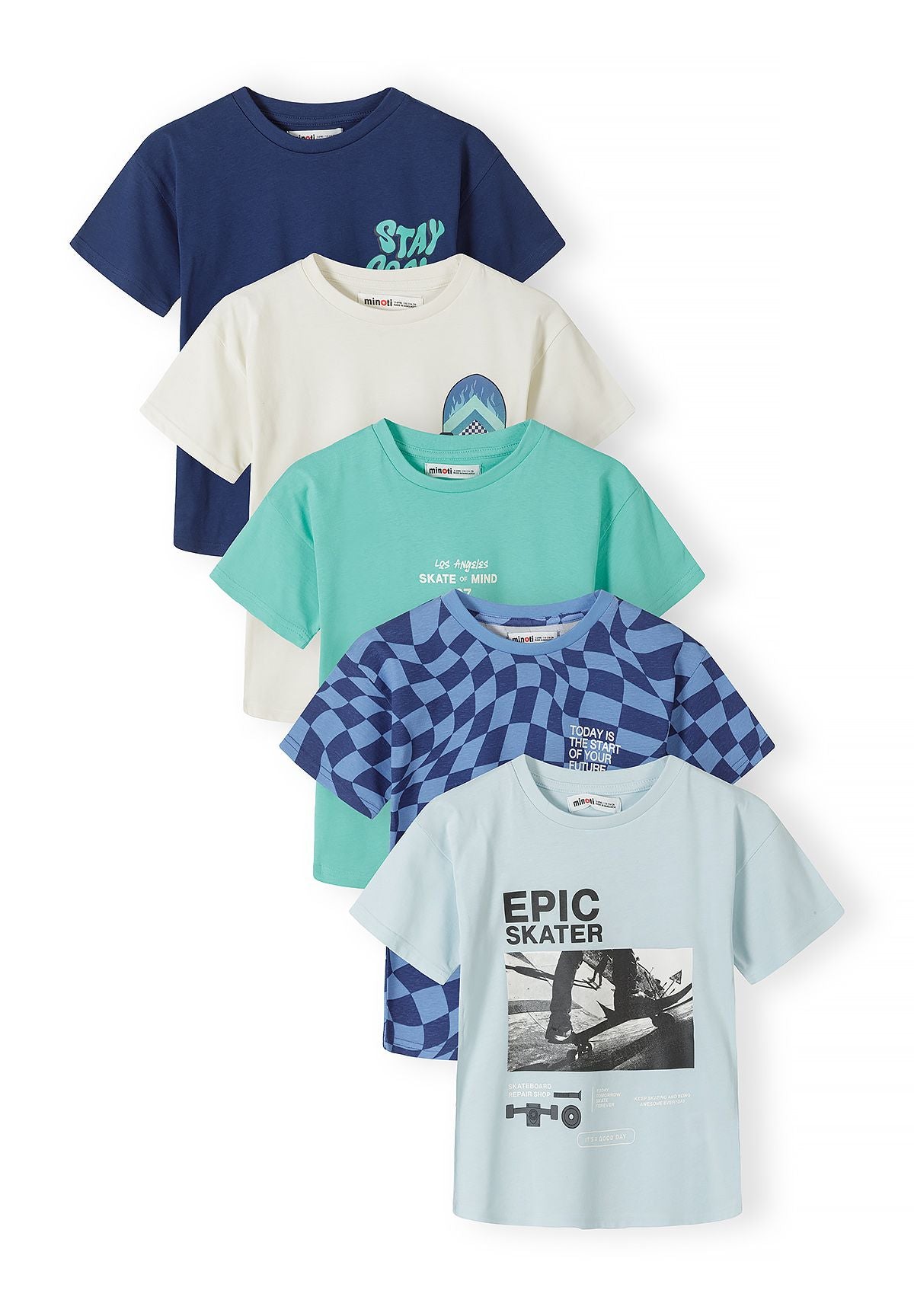 T-Shirts 5-Pack Skate Graphics Short Sleeve Blues - 1