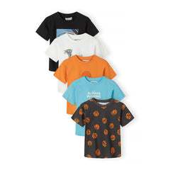 Boys' graphic t-shirts 5-pack in mixed colours
