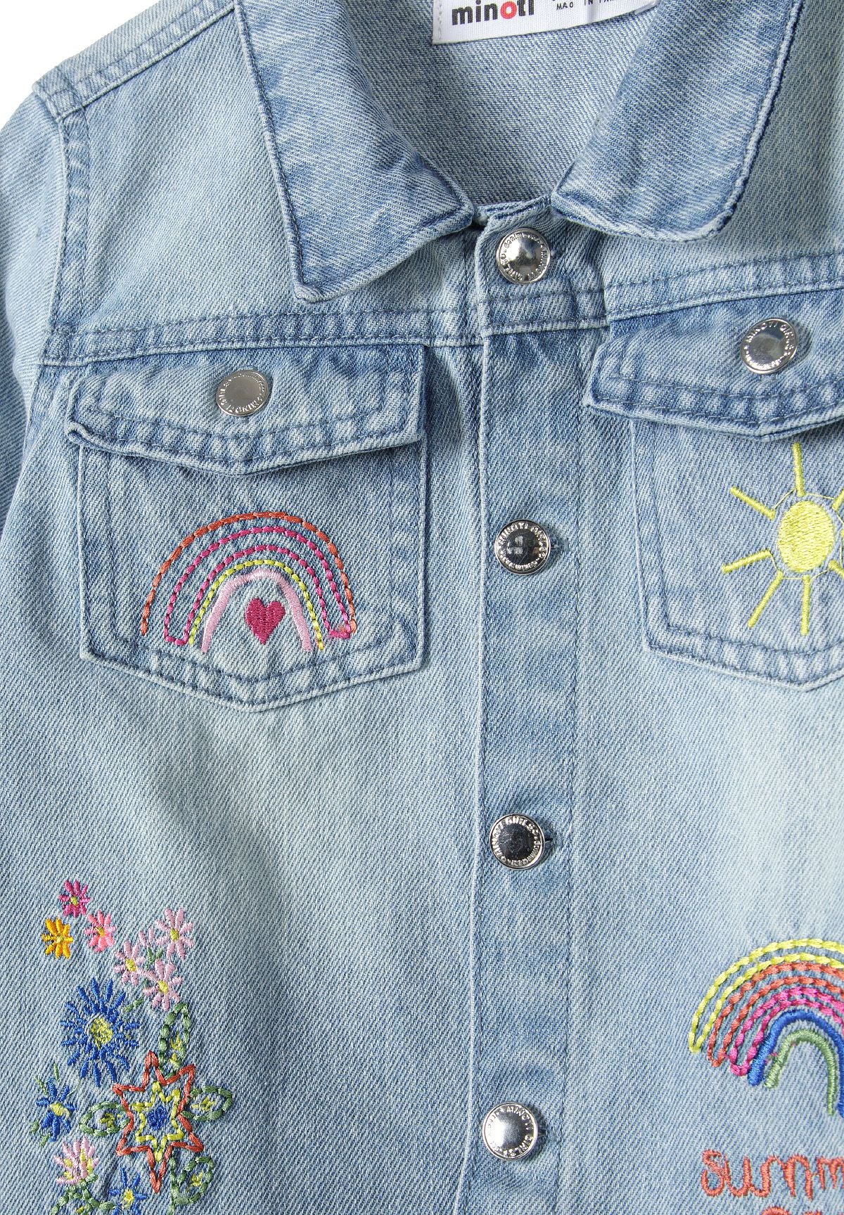 Embroidered Denim Jacket, Light Blue, Rainbow - 4