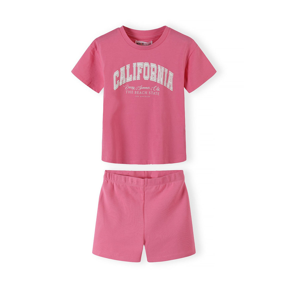 Girls' t-shirt and shorts set in pink — complete product view for square Shop card
