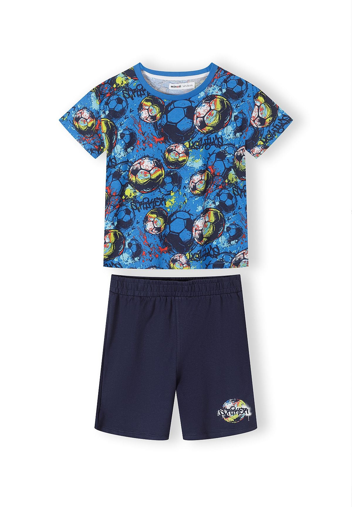 T-Shirt & Shorts Pyjamas 2-Pack Football Print Blue - 3