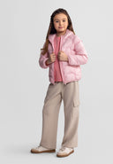 Girls lightweight nylon pink hooded jacket 3-15 years