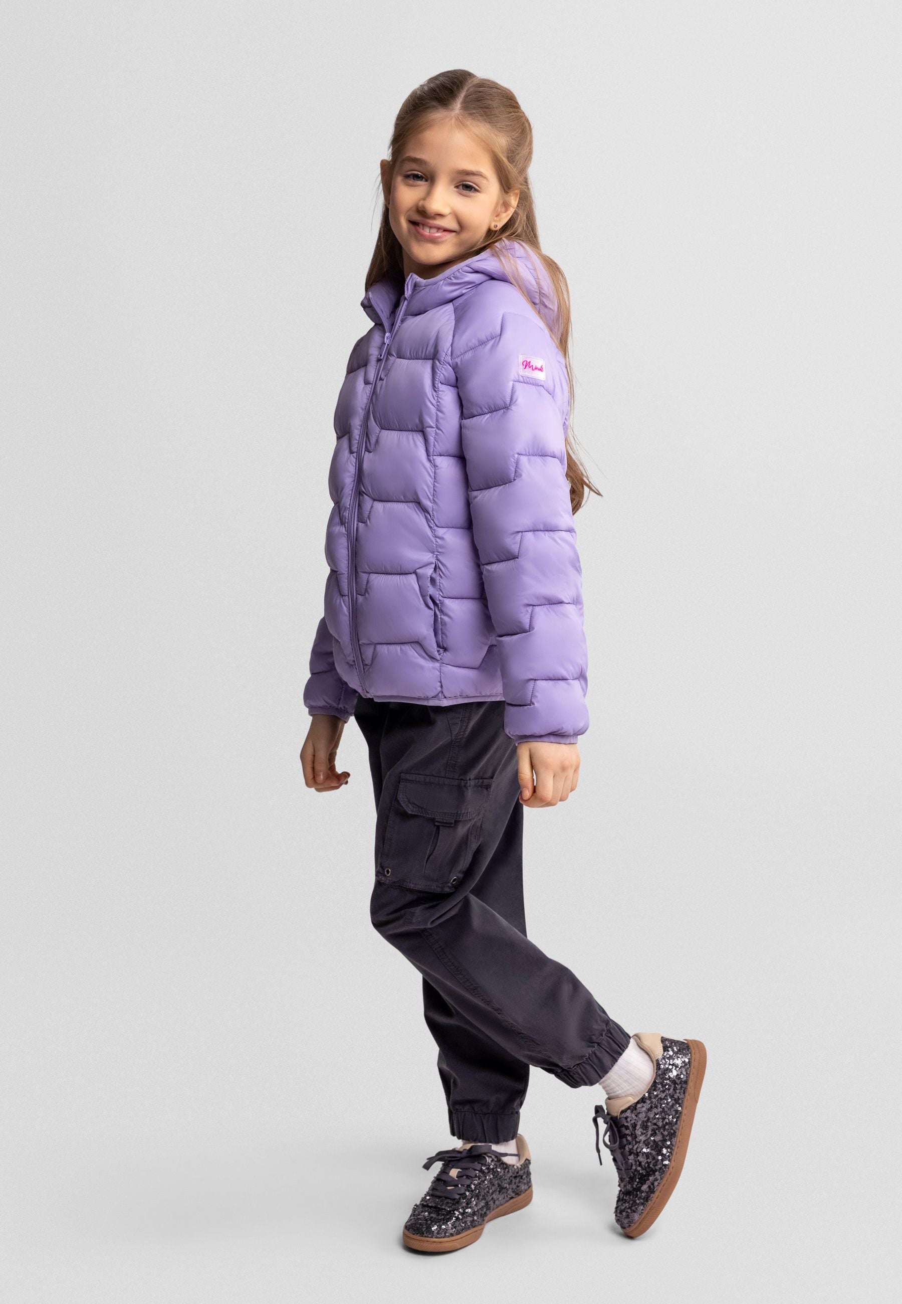 Lightweight Puffer Jacket, Lilac, Hooded - 1
