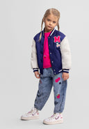 Girls varsity bomber jacket navy and white 12 months to 7 years