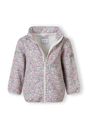 Girls softshell wind resistant jacket floral print off white 12m to 7y