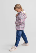 Girls softshell wind resistant jacket floral print off white 12m to 7y