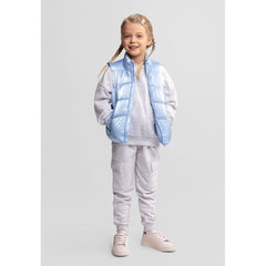 Girls' shiny padded gilet in light blue