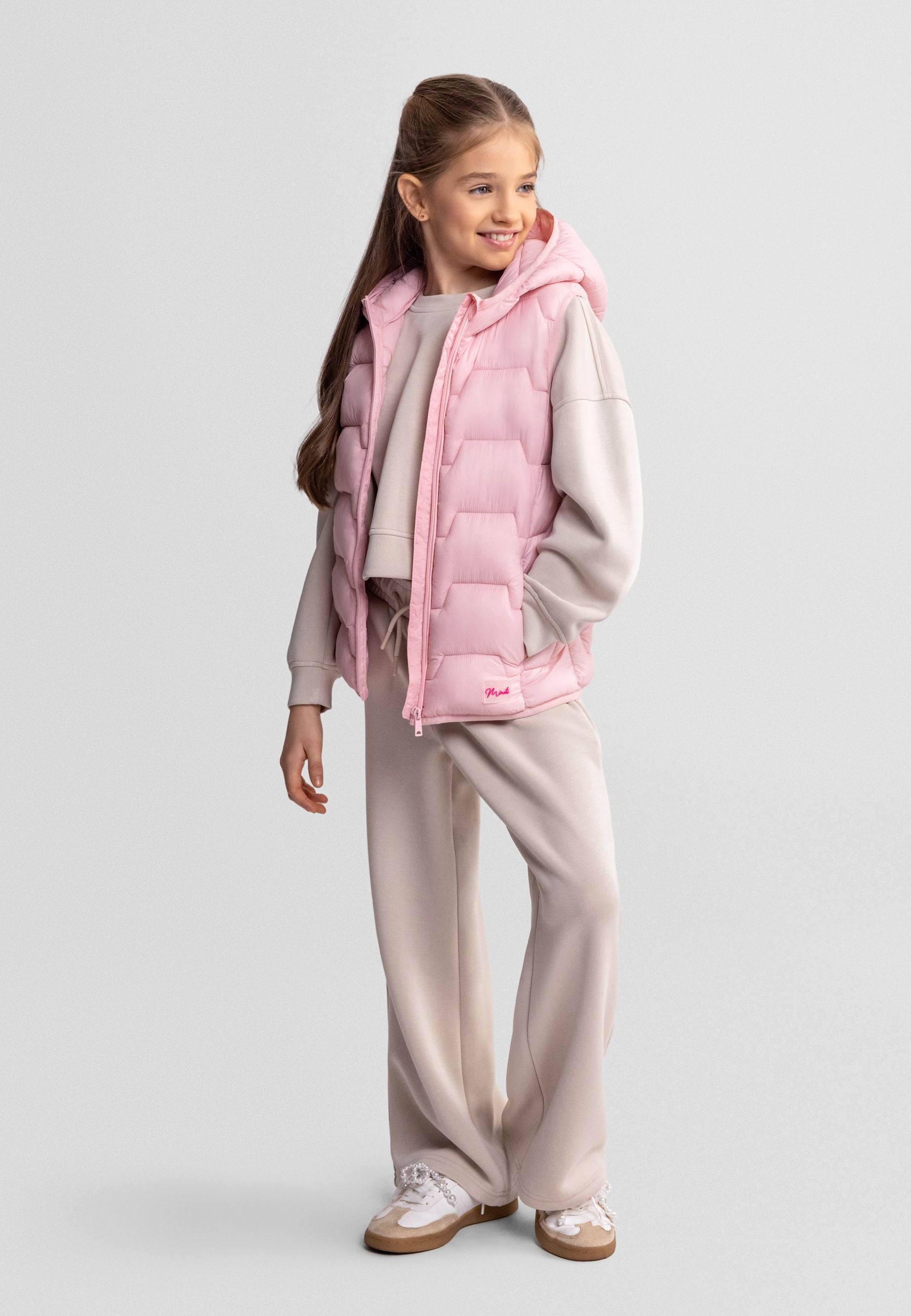 Quilted Gilet Pink Hooded Lightweight - 1