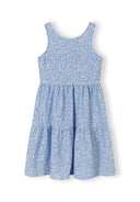 Girls dress blue floral tiered sleeveless adjustable drawstring 3-15y