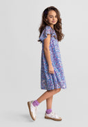 Girls blue a-line sequin dress elegant short sleeves 3-15 years