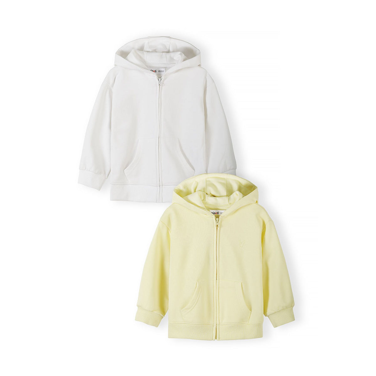 Girls' zip-up hoodies 2-pack in white and pale yellow — complete product view for square Shop card