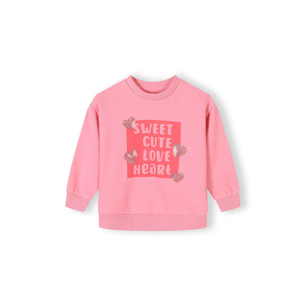 Girls' crew neck sweatshirt in pink — complete product view for square Shop card