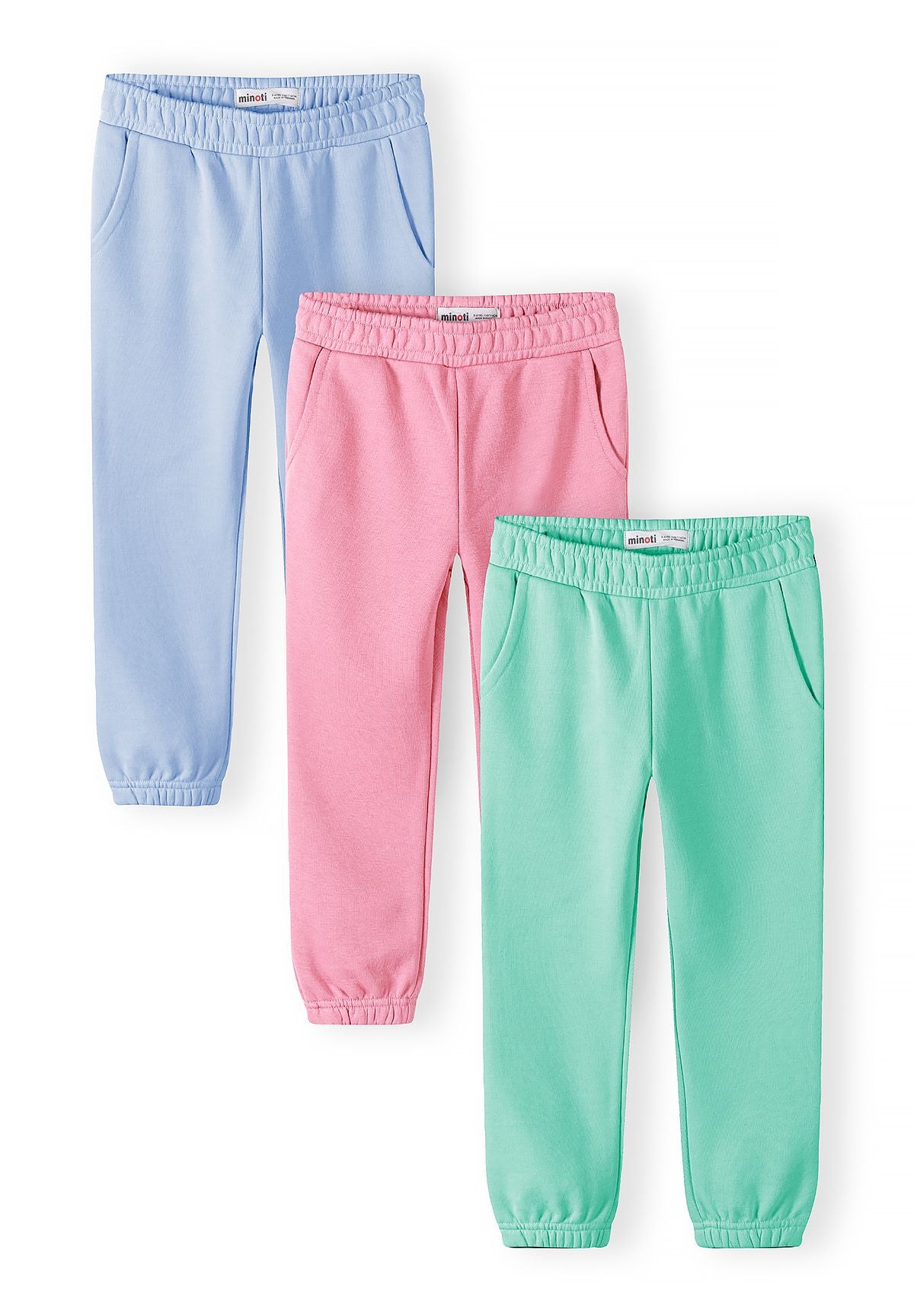 Joggers 3-Pack, Elasticated Waist, Coral Pink Blue Turquoise - 1