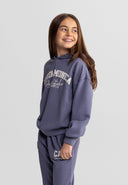 Girls Tracksuit Blue Grey Hooded Tapered 3y-15y