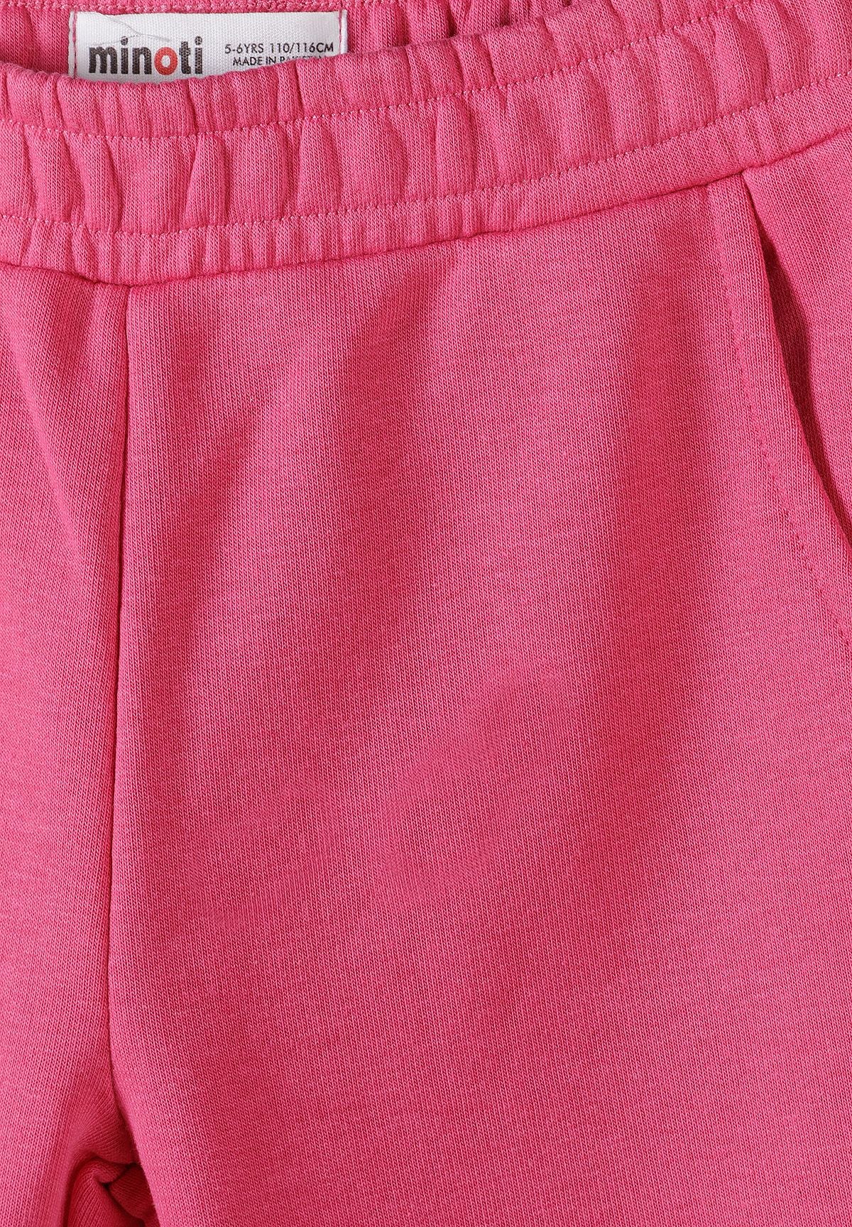Light blue, pink and black joggers, pink waist detail.
