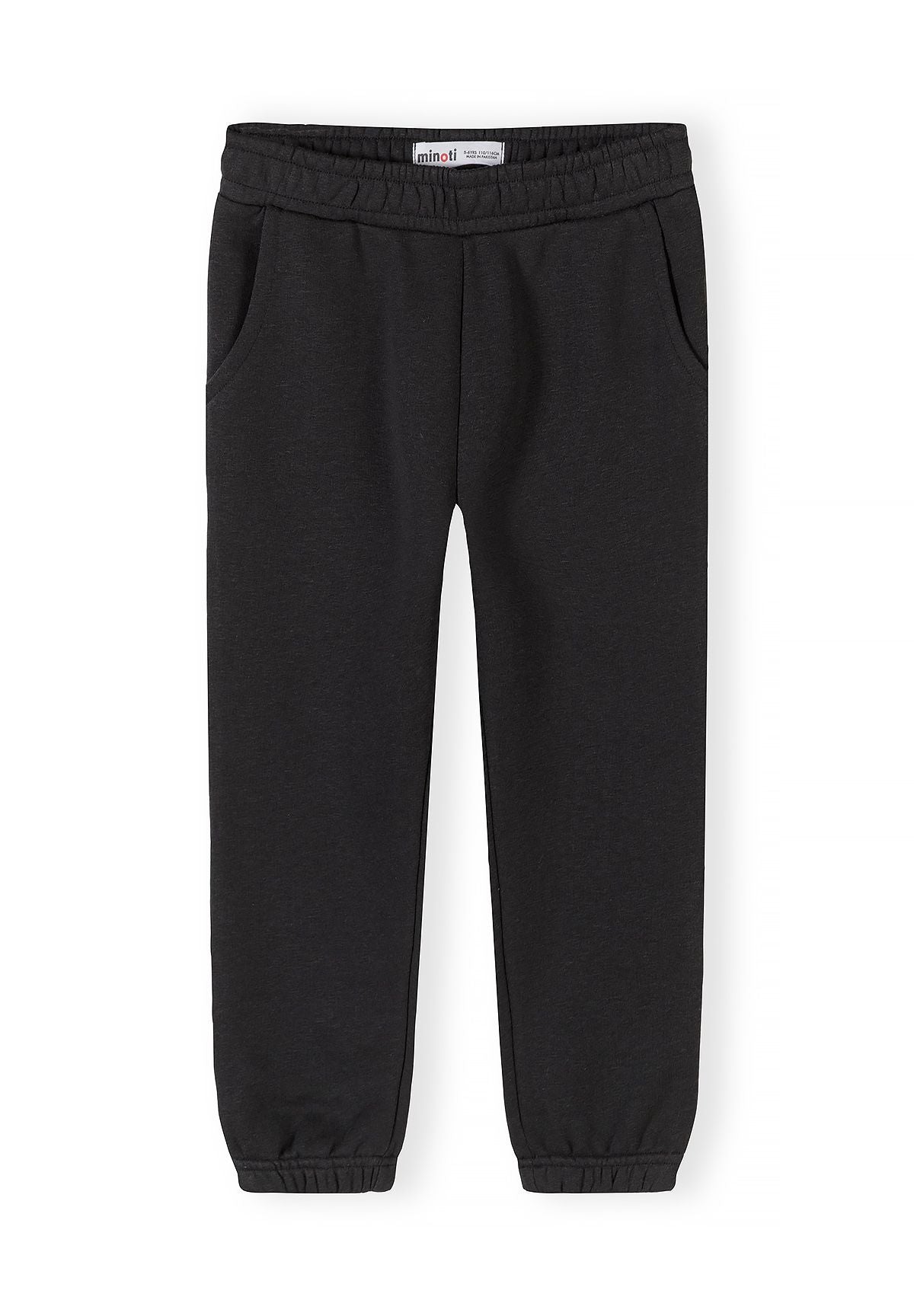 Light blue, pink and black joggers, black front.