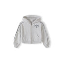 Girls grey marl tracksuit jacket with hood, front zip and side pockets.