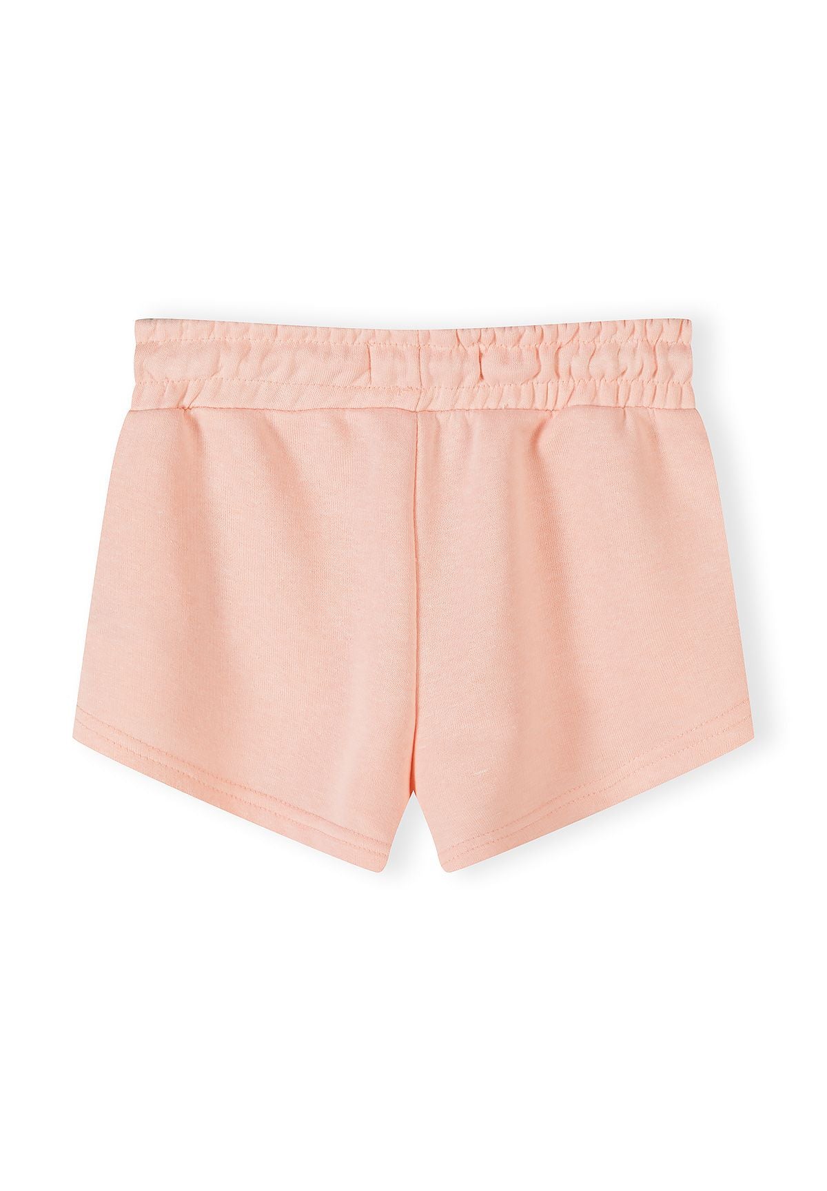 Peach sweatshirt and shorts set, shorts back.