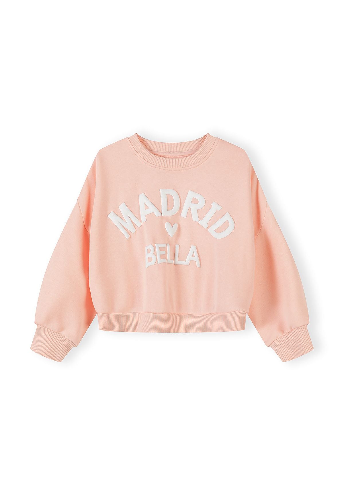 Peach sweatshirt and shorts set, sweatshirt front.