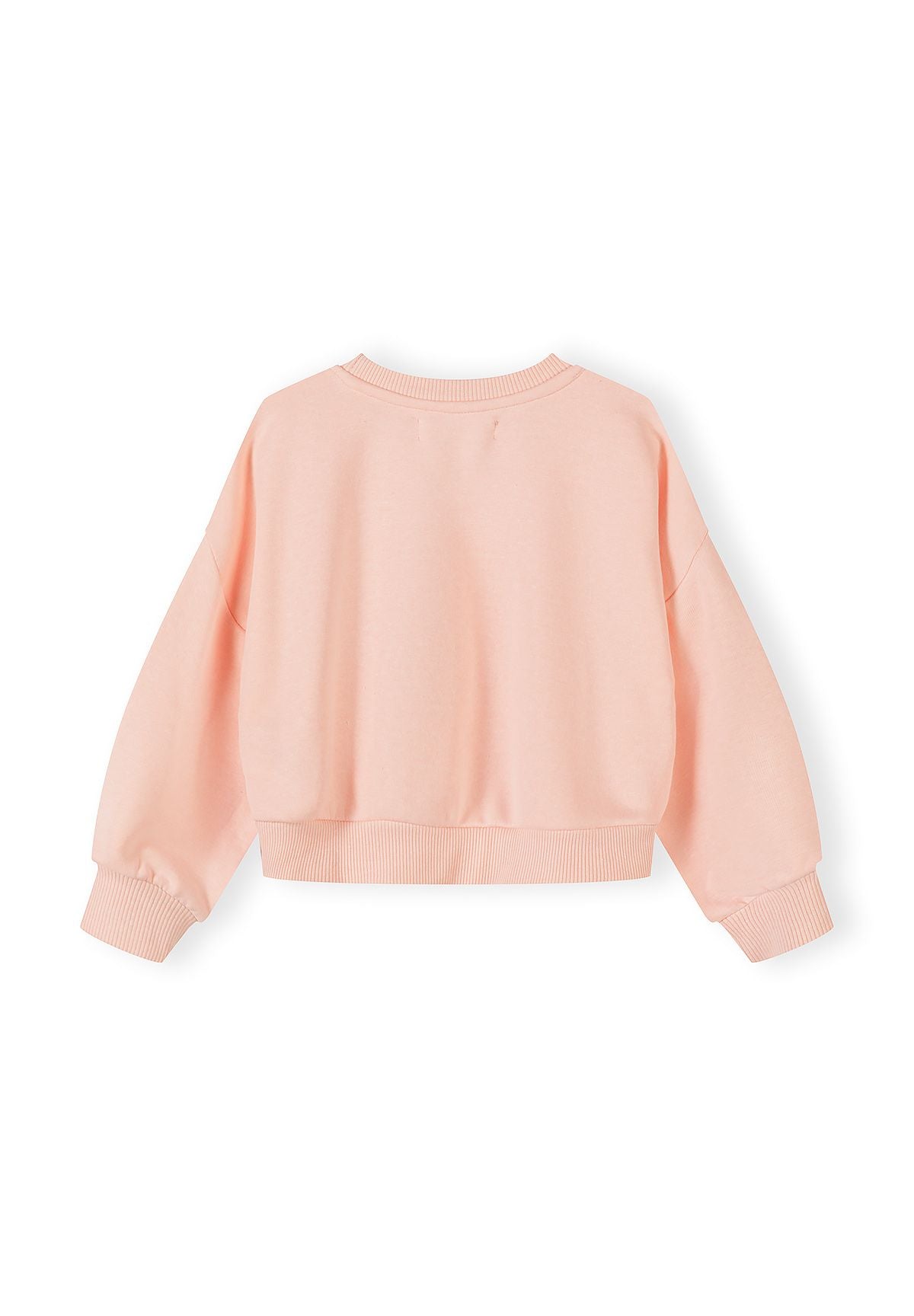 Peach sweatshirt and shorts set, sweatshirt back.