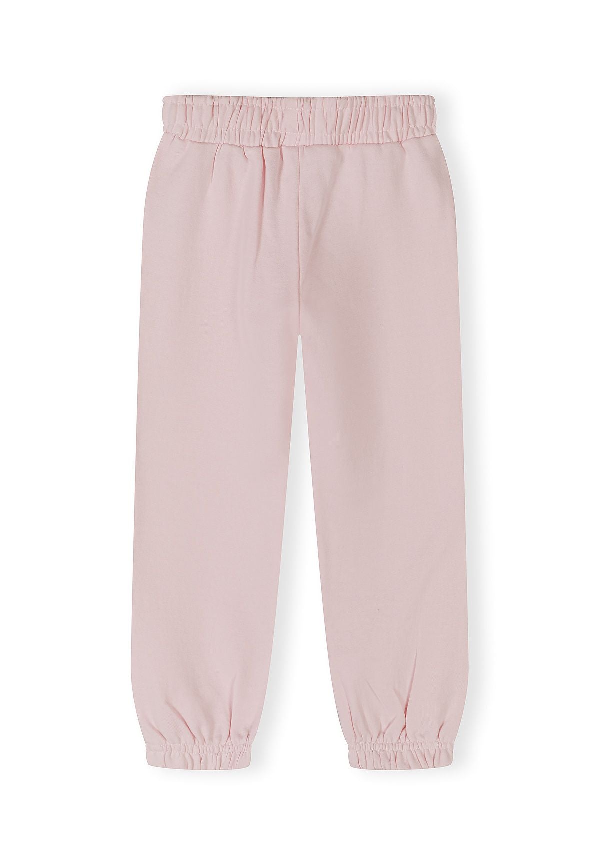Light pink girls' joggers with elasticated waistband and cuffs, back view.