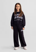 Girls Black Jogging Suit with Crew Neck Jacket and Loose Fit Trousers 3 to 15 Years