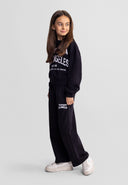 Girls Black Jogging Suit with Crew Neck Jacket and Loose Fit Trousers 3 to 15 Years