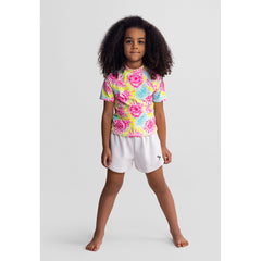 Girls' jersey shorts 3-pack in white and pink