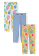 Girls 3-pack fruit print capri leggings blue apricot white 3m-7y
