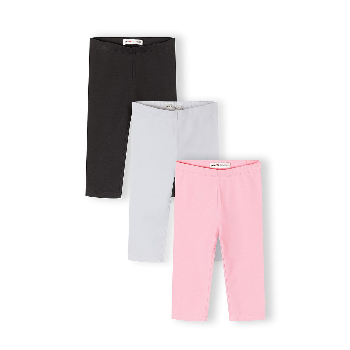 Girls' cropped leggings 3-pack in black, white and pink — complete product view for square Shop card