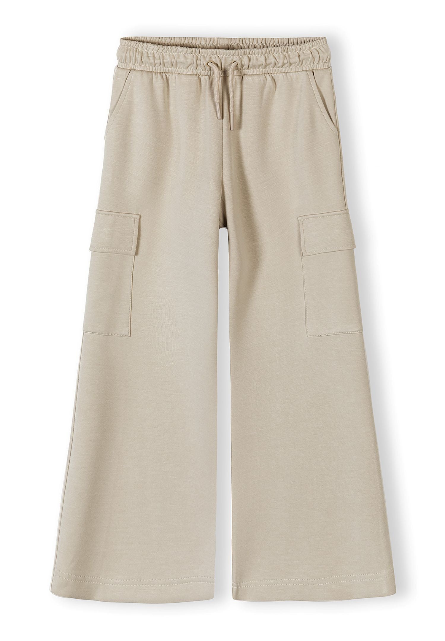 Wide Leg Joggers, Beige, Cargo Pockets - 2