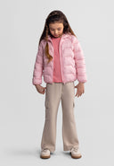 Girls wide leg joggers beige with cargo pockets 7-15 years