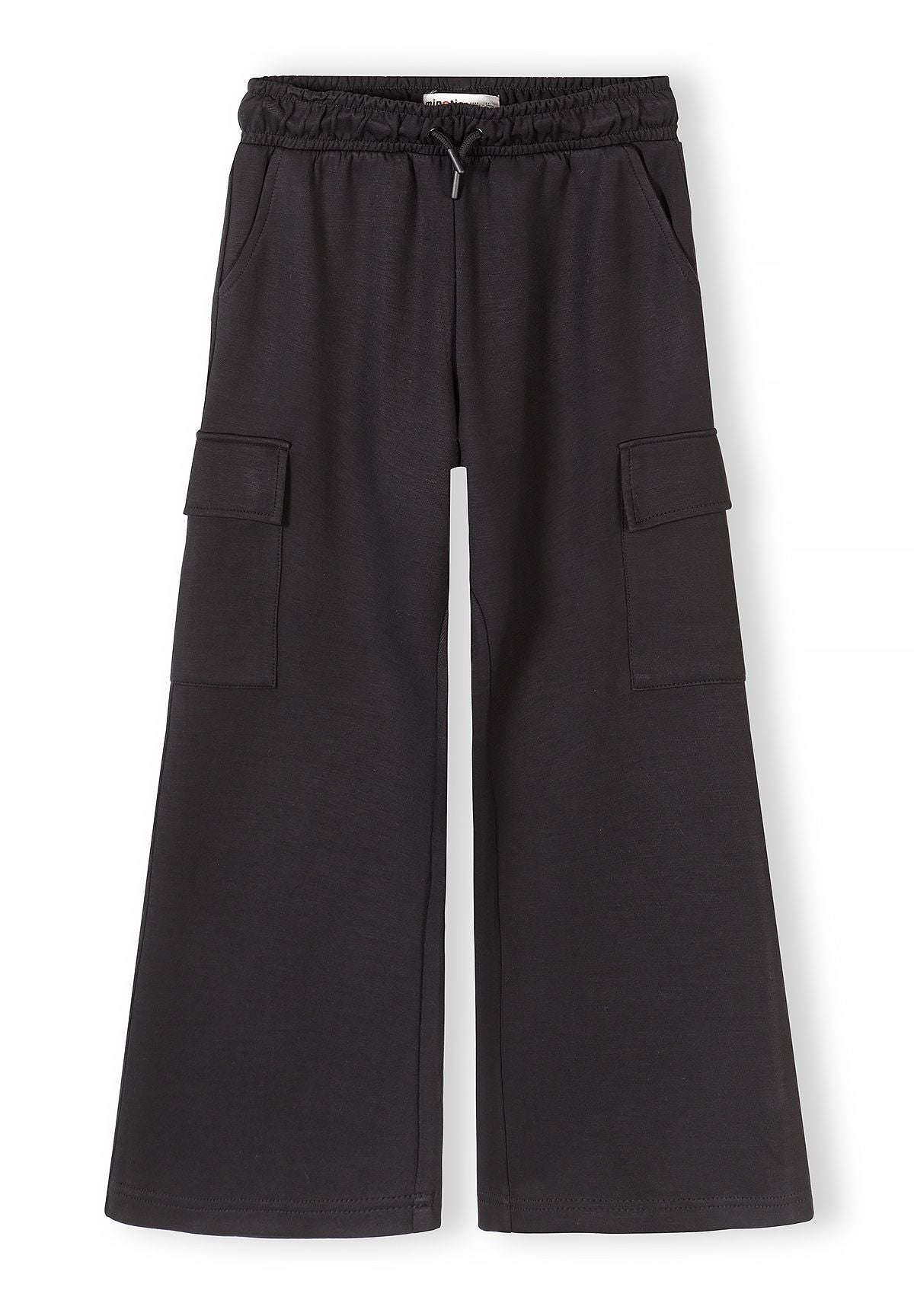 Wide Leg Joggers, Black, Cargo Pockets - 2