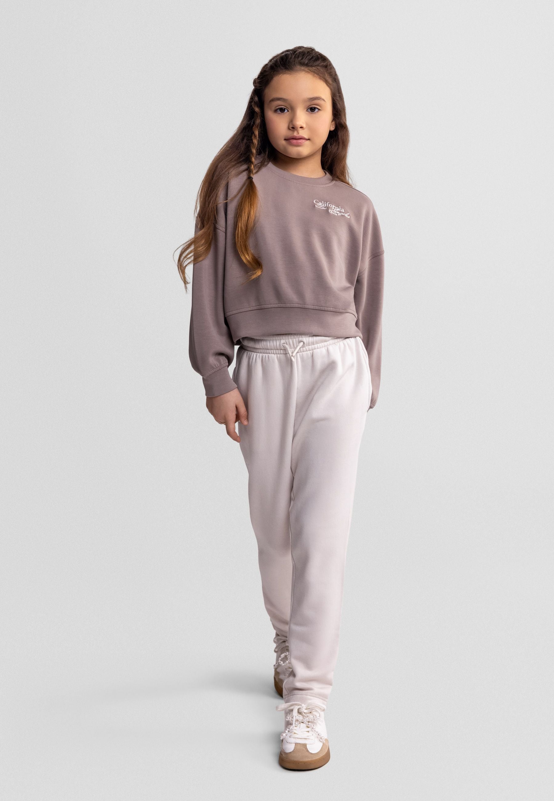 Wide Leg Joggers, Off White, Drawstring - 1