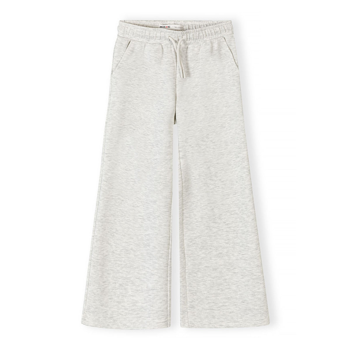 Women's wide-leg drawstring trousers in light grey marl — complete product view for square Shop card