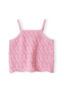 Girls breathable pink crochet two-piece set 3m-7y