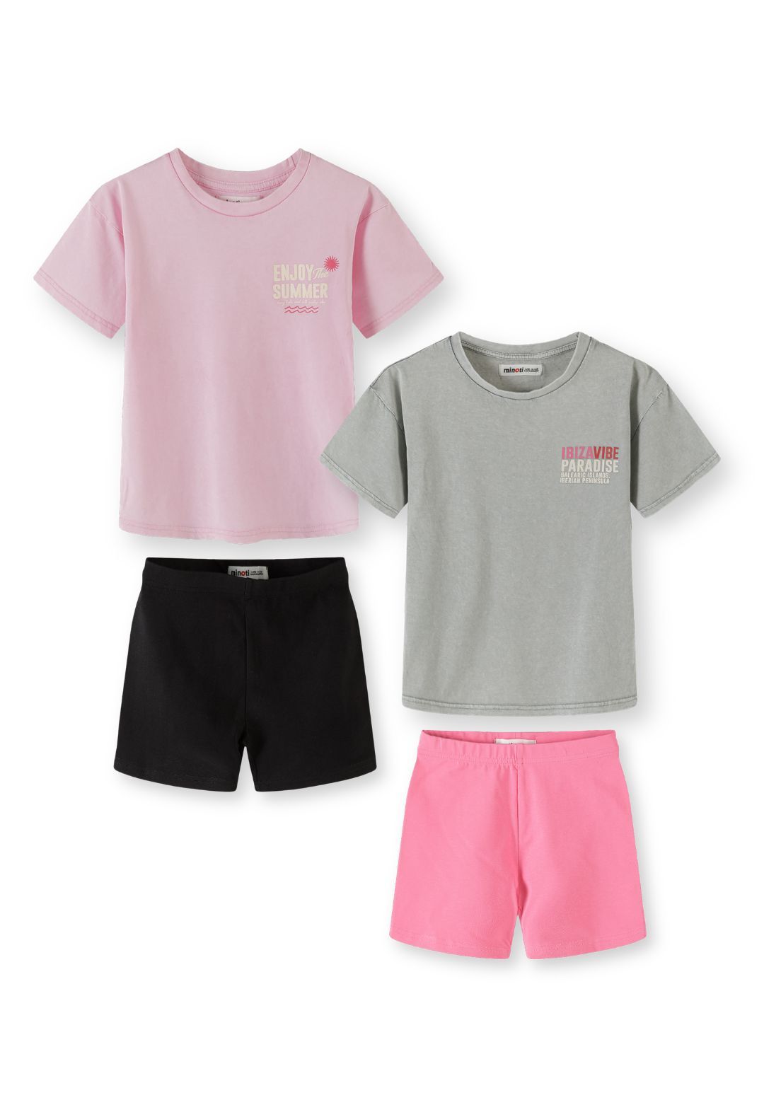 T-Shirt & Cycling Shorts 2-Pack, Summer Slogan Print - 1