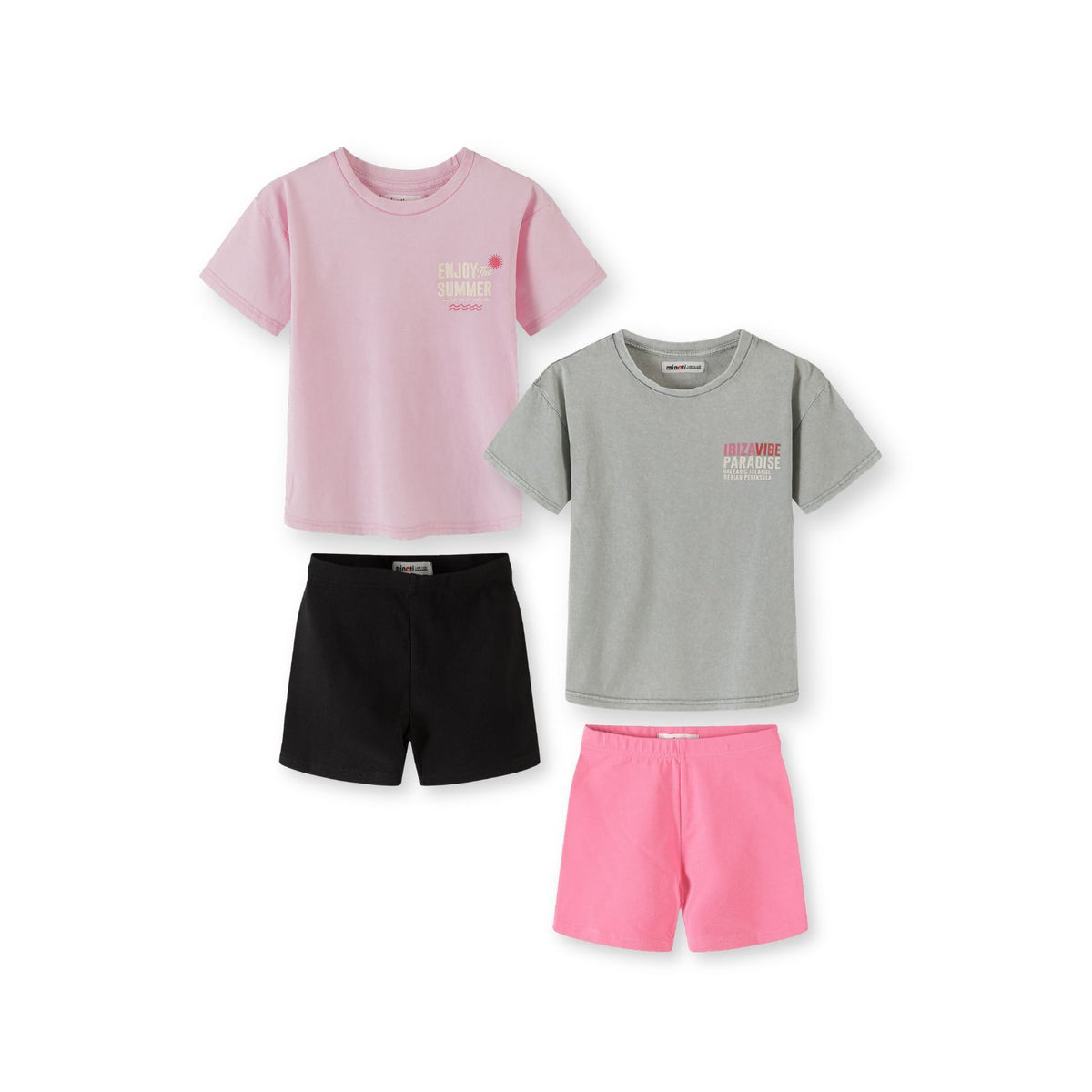 Girls' t-shirt and shorts sets 2-pack in mixed colours — complete product view for square Shop card