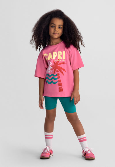 T-Shirt and Cycling Shorts 2-Pack, Tropical Print - 1