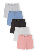 Girls 5-pack fitted cycling shorts melange colours 3-15 years