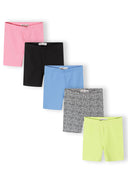 Girls 5-pack short cycling leggings pink black blue 3-15 years