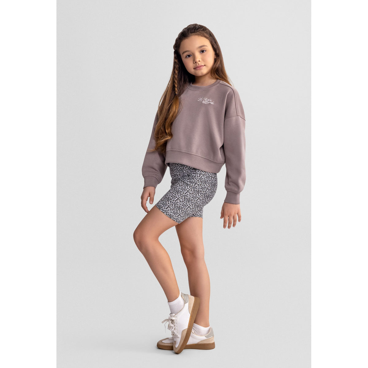 Girls' cycling shorts 5-pack in pink, black, blue, white and lime — complete product view for square Shop card