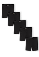Girls 5-pack black cotton elastane cycling shorts 3-15 years