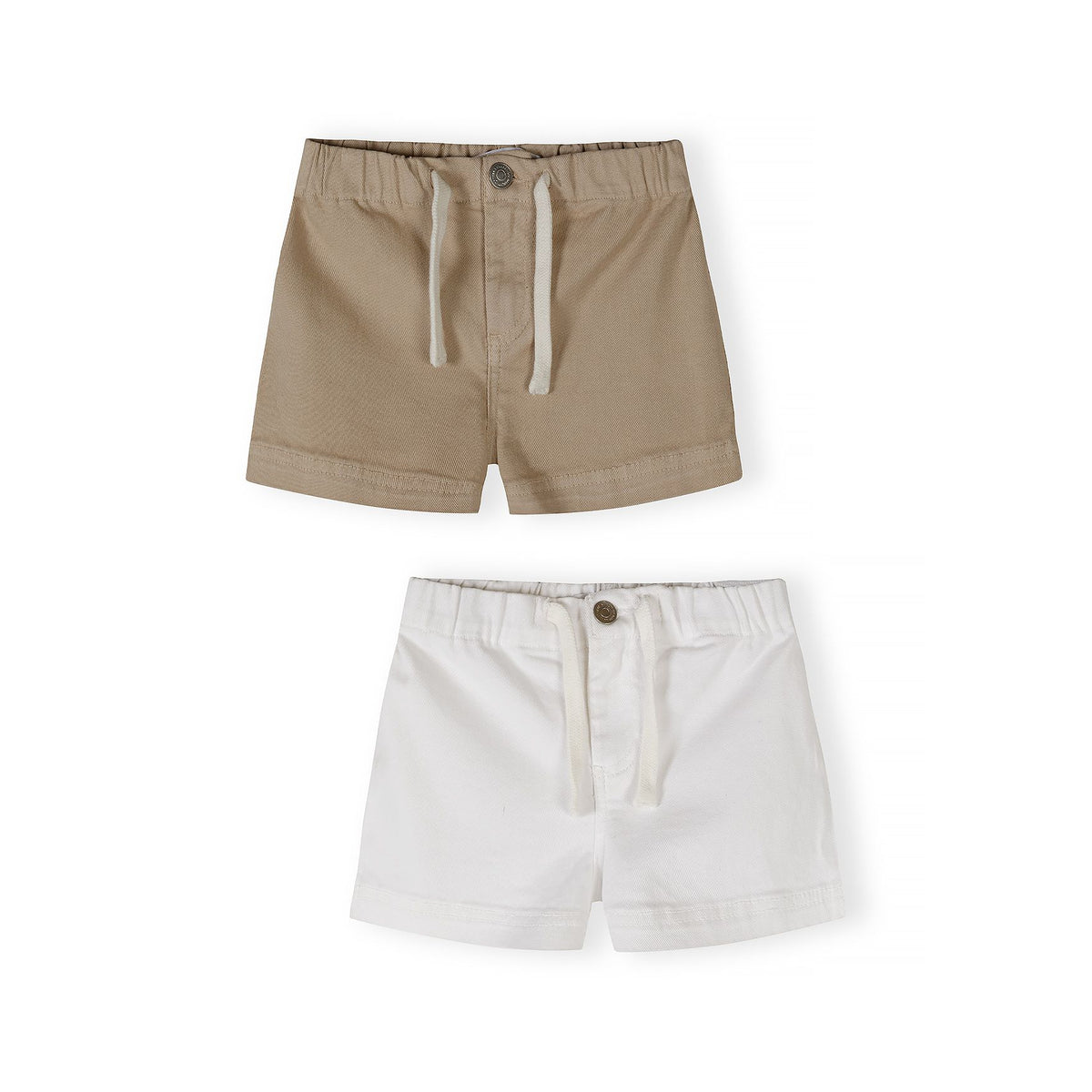 Girls' shorts 2-pack in beige and white — complete product view for square Shop card