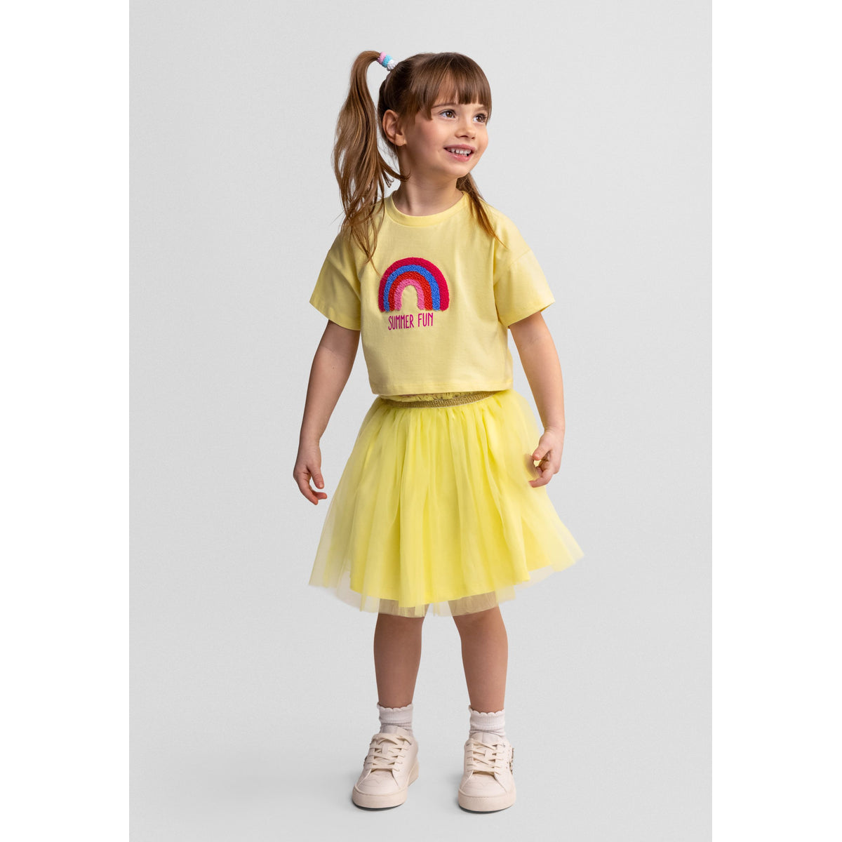 Girls' tulle skirt in yellow — complete product view for square Shop card