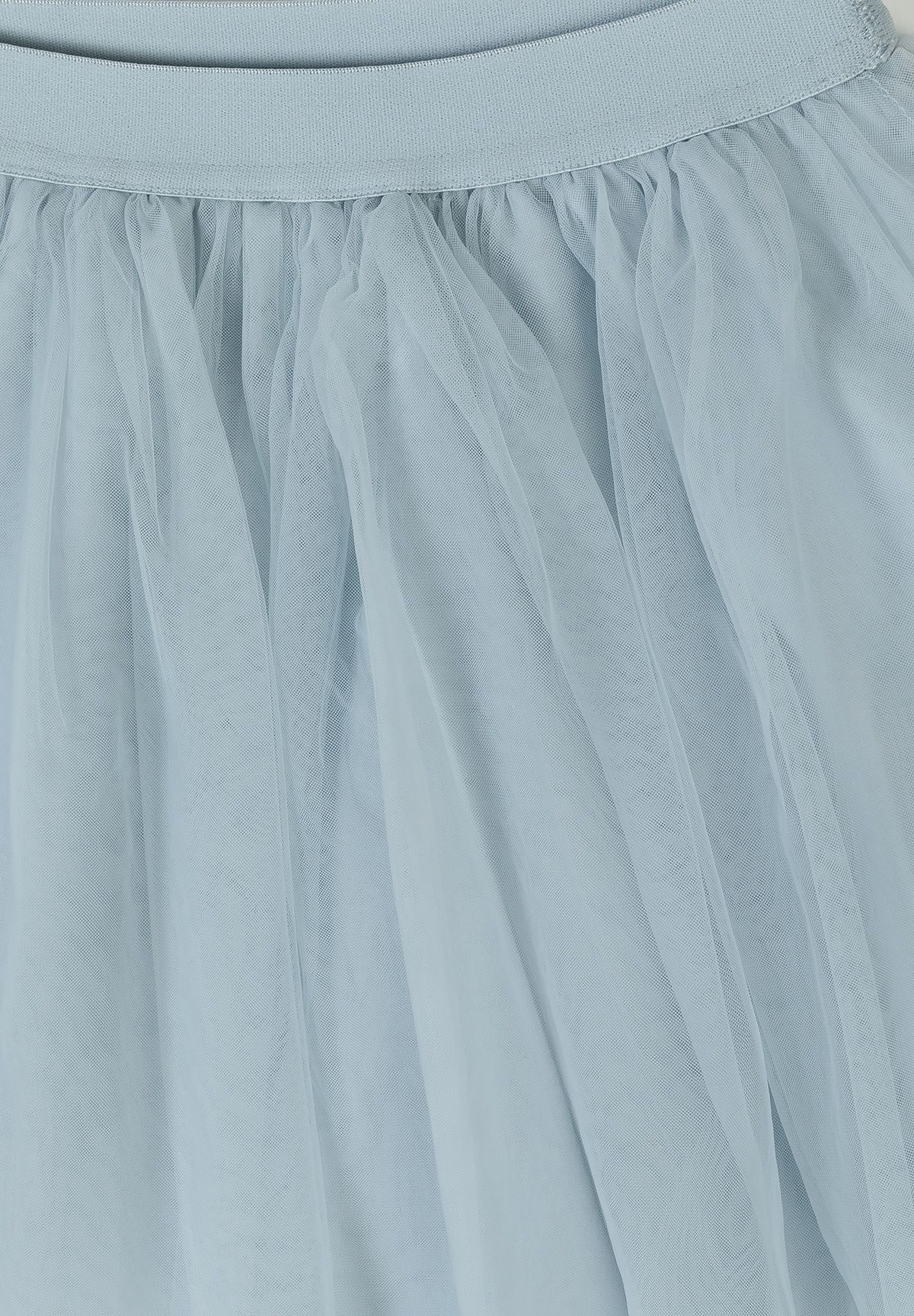 Pleated Tulle Maxi Skirt, Grey - 4